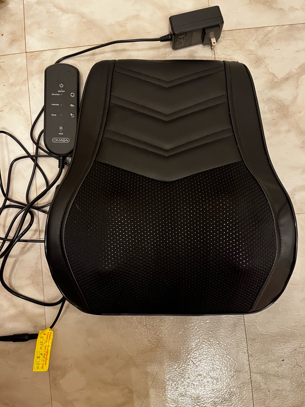 OMASSA Black Massage Back Seat Cushion with Remote Control
